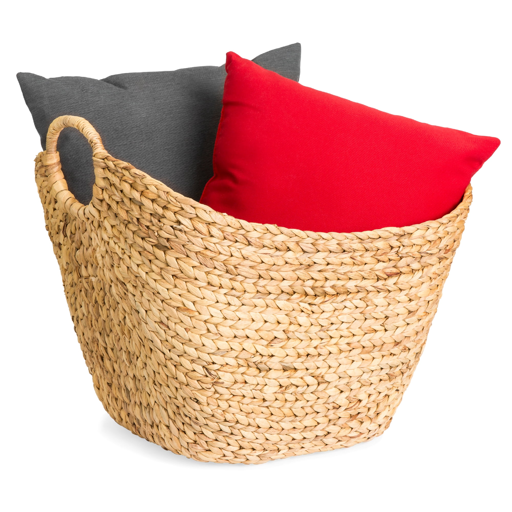 Natural Handwoven Wicker Hyacinth Storage Basket with Handles