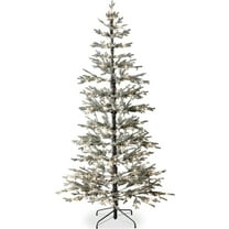 Best Choice Products Pre-Lit Flocked Sparse Christmas Tree 6ft Artificial Pine Tree, w/White & Multicolored LED Lights - Black