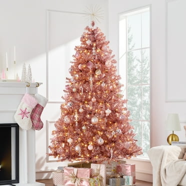 Best Choice Products Prelit 7.5ft Artificial Tinsel Christmas Tree Festive Holiday Decoration w/ 1,350 Tips - Pink