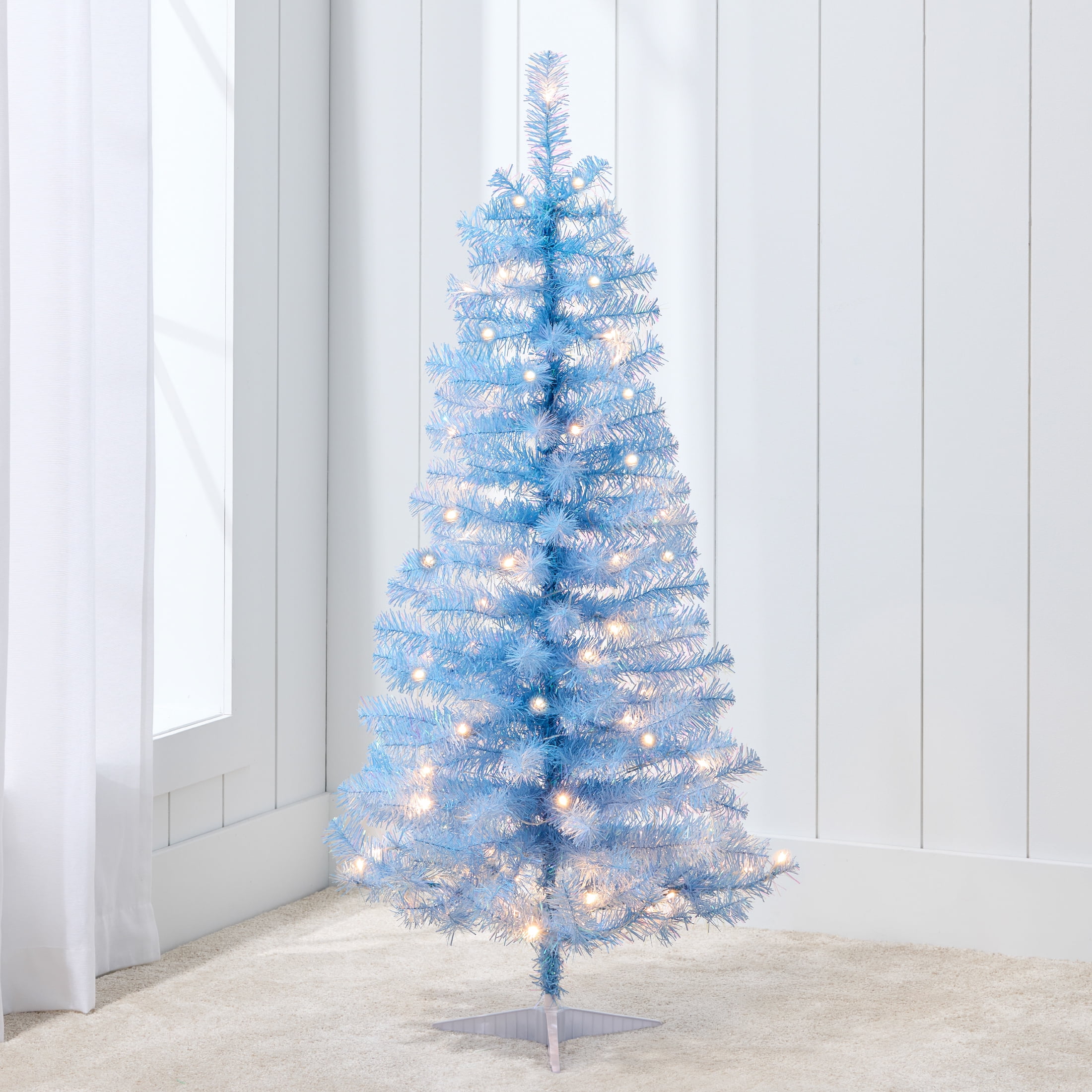 Blue pre lit christmas tree best sale