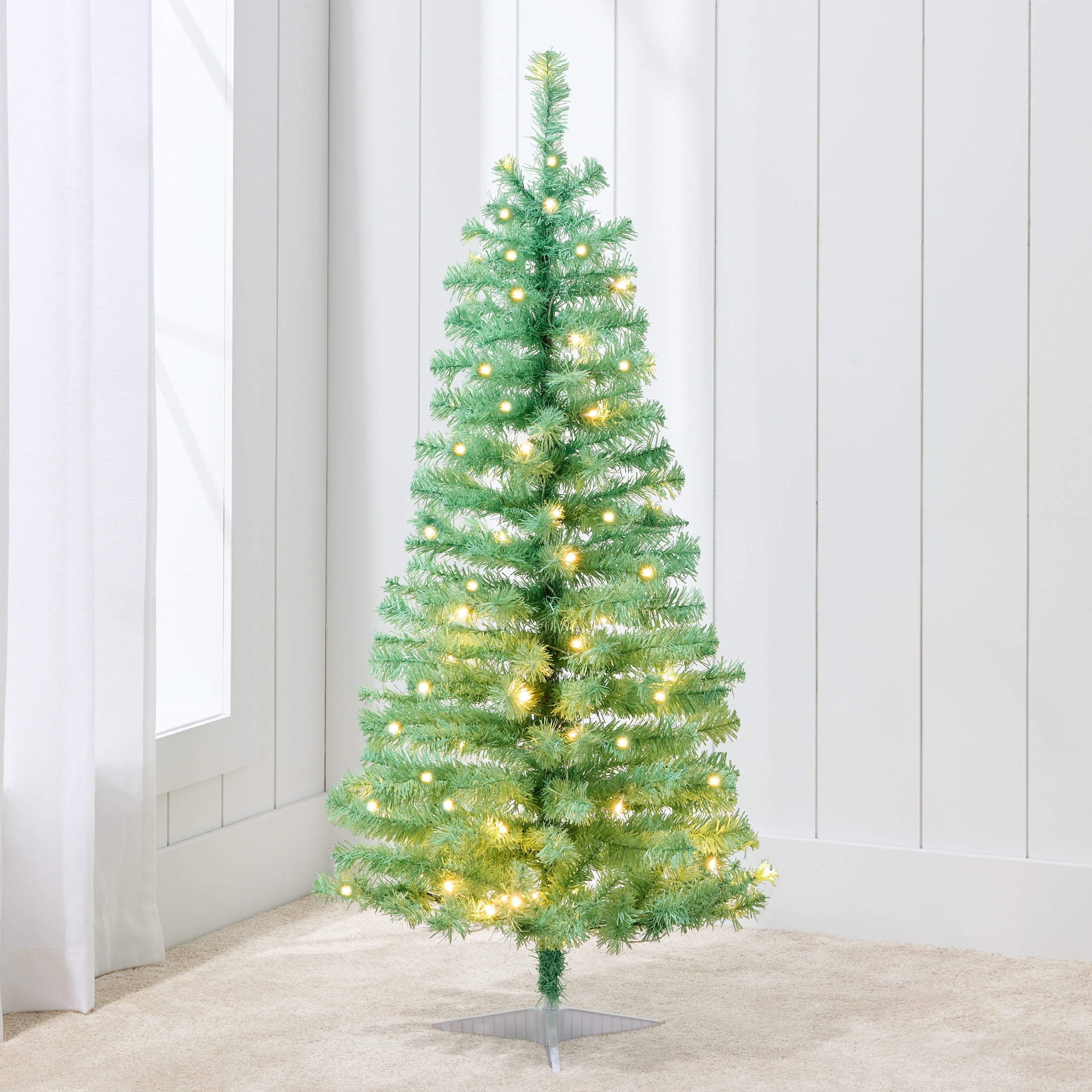4ft Sage Green Prelit Artificial Christmas Tree with LED Lights