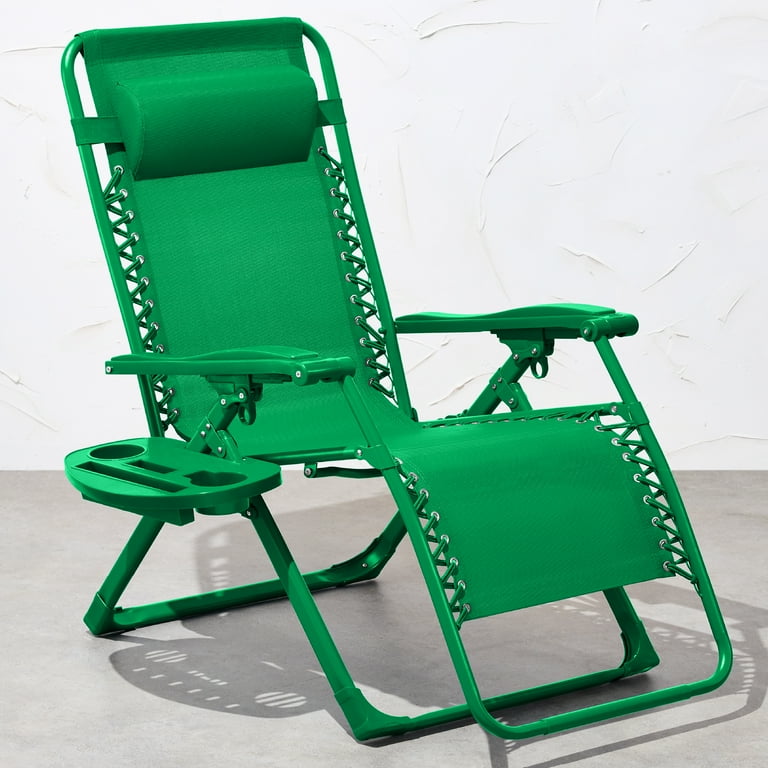 Best Choice Products Monochromatic Zero Gravity Chair Folding Patio Recliner w Side Tray Headrest Basil Walmart