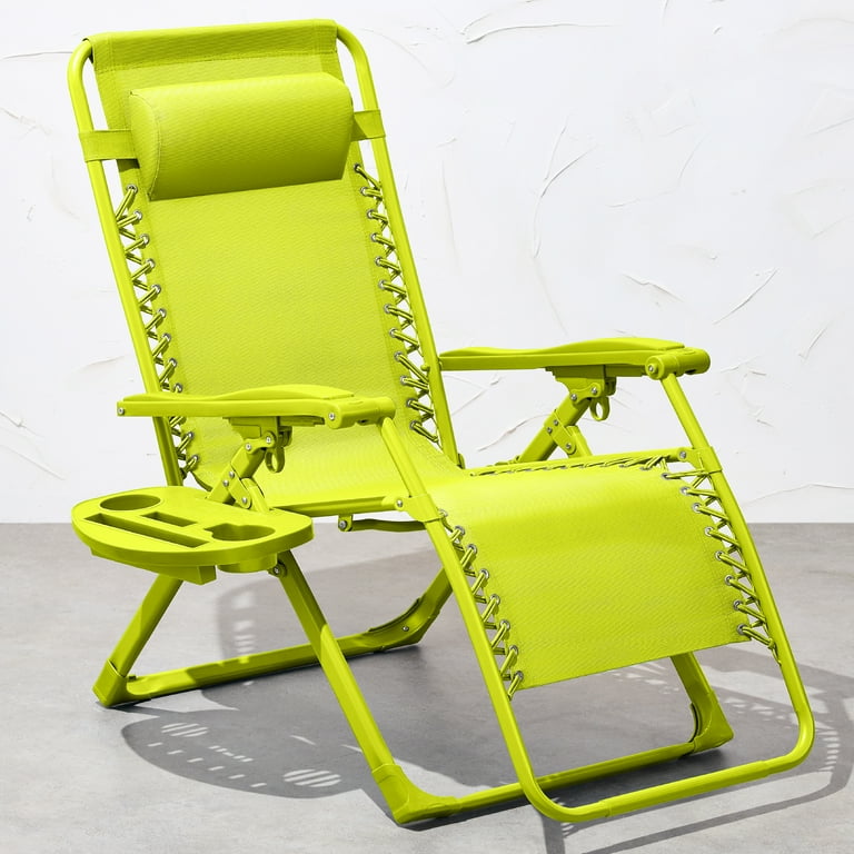 Best Choice Products Monochromatic Zero Gravity Chair Folding Patio Recliner w Side Tray Headrest Neon Walmart