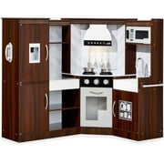 Best Choice Products Pretend Play Corner Kitchen, Interactive Wooden Kids Set w/ Lights & Sounds - Espresso