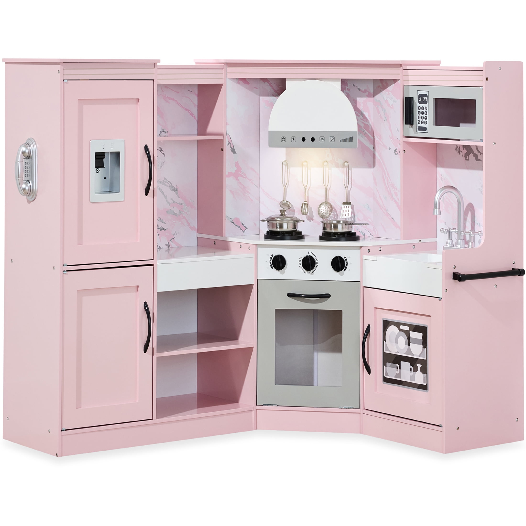 Best Choice Products Pretend Play Corner Kitchen Pink Interactive