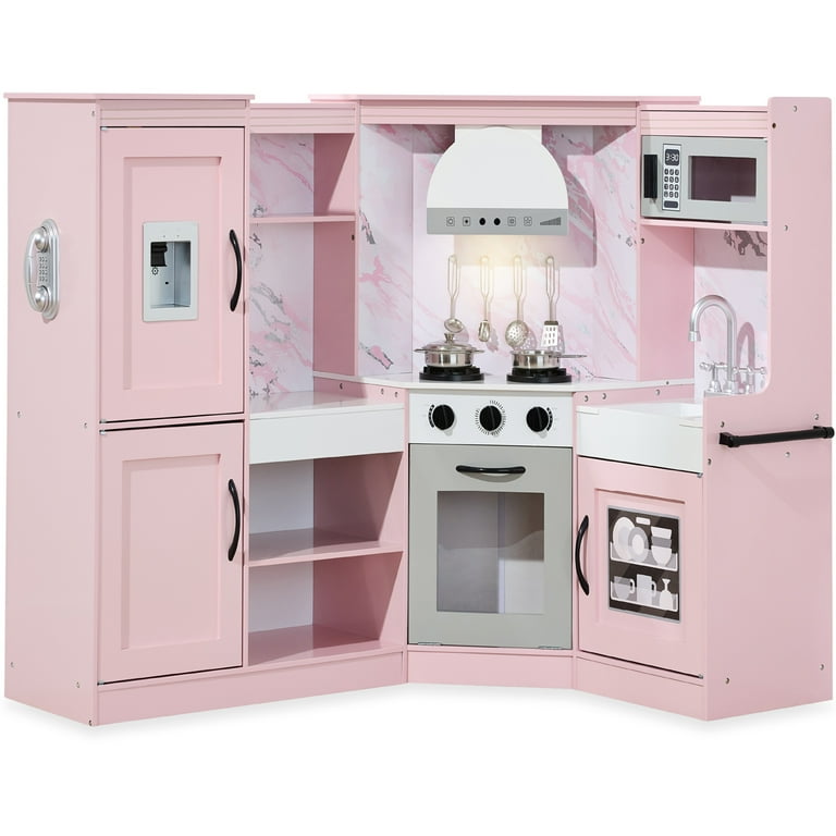 Best Choice Products Pretend Play Corner Kitchen Pink Interactive