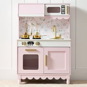 Best Choice Products Wooden Cottage Kids Pretend Play Kitchen with 5 Accessories and Toy Storage - Pink