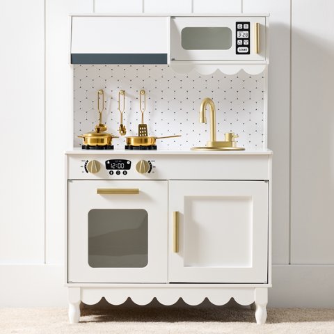 Best Choice Products Wooden Cottage Kids Pretend Play Kitchen with 5 Accessories and Toy Storage - White