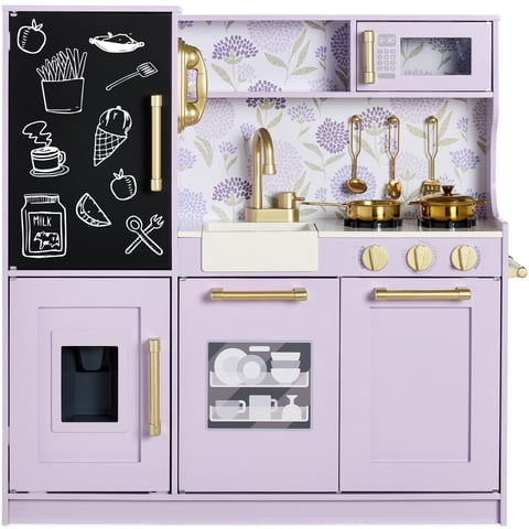 Best Choice Products Wooden Play Kitchen for Kids, Pretend Play Cooking Set with Accessories, Ages 3+ - Lavender