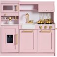 thumbnail image 1 of Best Choice Products Pretend Play Kitchen with Espresso Machine - Pink 502C with Herringbone, 1 of 9