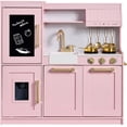 thumbnail image 1 of Best Choice Products Walmart Exclusive Wooden Pretend Play Kitchen with Framed Chalkboard - Pink with Herringbone, 1 of 8