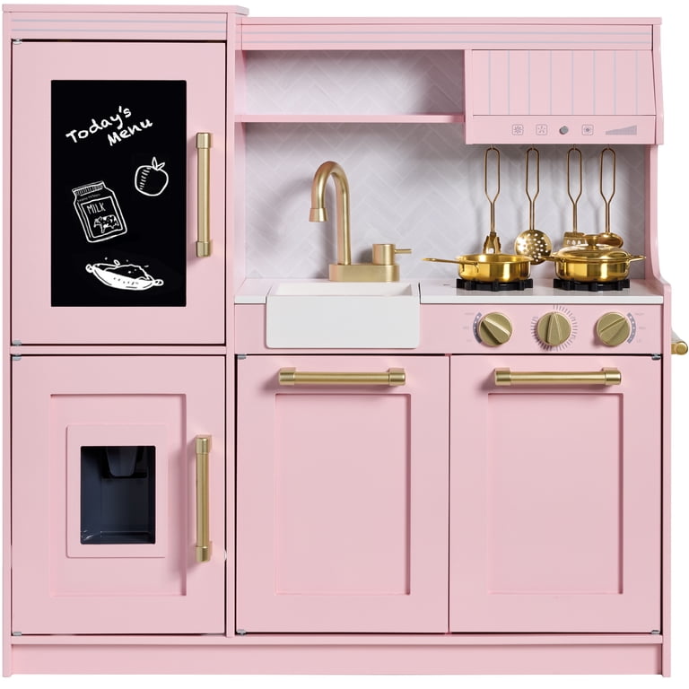 Pink Love アンティークホワイト木製キャビネット Best Choice Products Pretend Play Kitchen with Framed Chalkboard