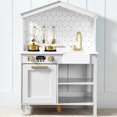 thumbnail image 1 of Best Choice Products Pretend Play Wooden Farmhouse Kitchen Set w/ Storage, Clicking Knobs, 5 Accessories - Beveled White, 1 of 9