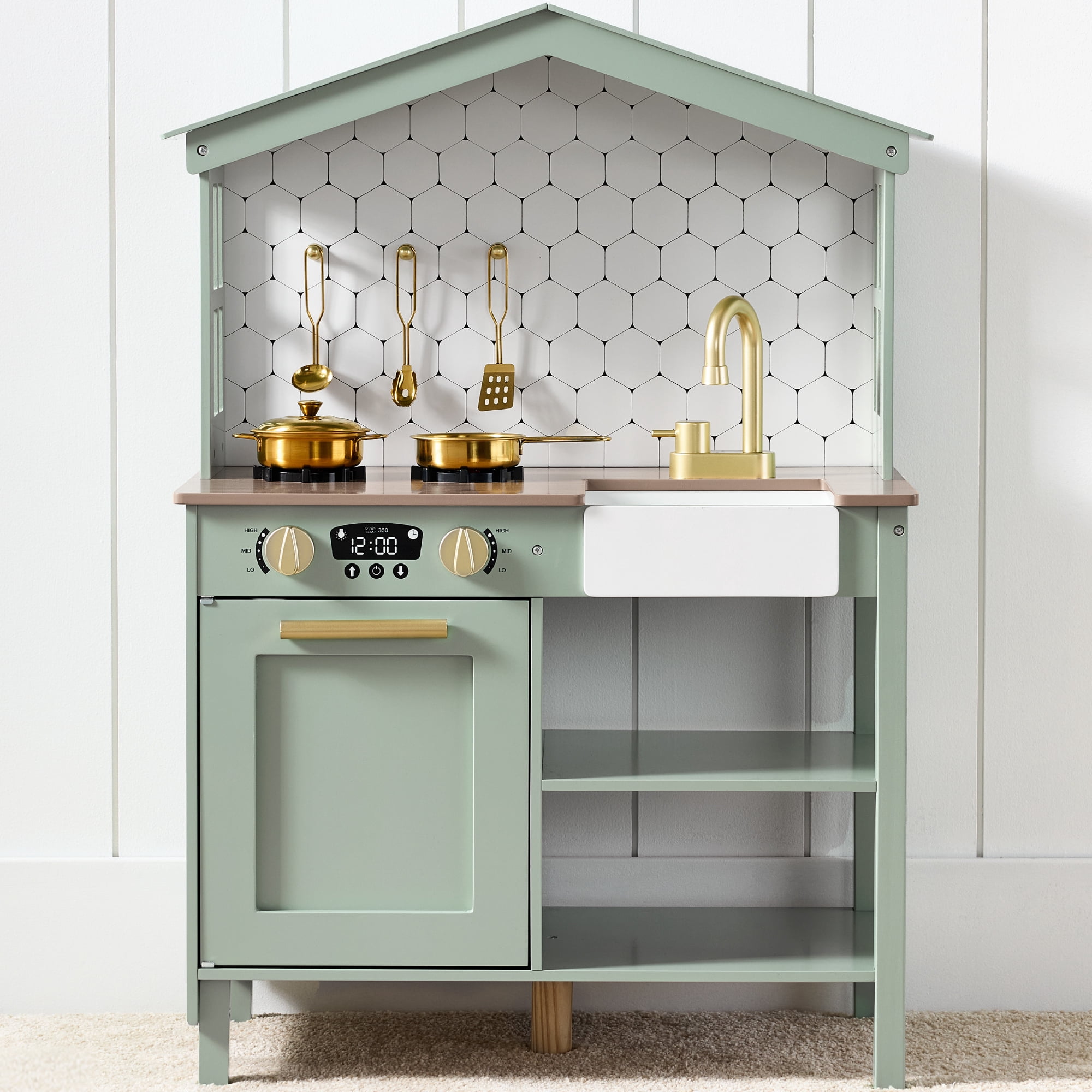 Best Choice Products Wooden Farmhouse Kitchen Set – Storage & Clicking Knobs