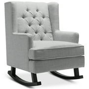 Best Choice Products Rocking Accent Chair, Tufted Upholstered  Wingback for Home, Nursery w/ Wood Frame - Gray