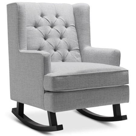 Best Choice Products Rocking Accent Chair, Tufted Upholstered Wingback for Home, Nursery w/ Wood Frame - Gray