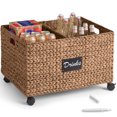 thumbnail image 1 of Best Choice Products Rolling Pantry Storage Basket Organizer W/ Chalkboard Label, Handles, Removable Divider - Chestnut, 1 of 8