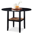 thumbnail image 1 of Best Choice Products 42" Round Drop Leaf Dining Table For 4, Solid Wood Expandable Table W/ Storage Shelf - Black, 1 of 9