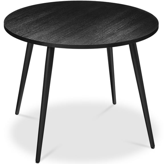 Best Choice Products Round Mid-Century Modern 35.5in Dining Table, Dinette for Home or Kitchen w/Wood Finish Steel Legs - Black