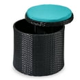 thumbnail image 1 of Best Choice Products Round Wicker Ottoman, Multipurpose Furniture w/ Removable Cushion, Steel Frame - Black/Teal, 1 of 8