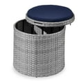 thumbnail image 1 of Best Choice Products Round Wicker Ottoman, Multipurpose Furniture w/ Removable Cushion, Steel Frame - Gray/Navy, 1 of 8