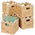 thumbnail image 1 of Best Choice Products Scalloped 13 x 13in Hyacinth Storage Basket Set of 5 - Natural with White Trim, 1 of 8