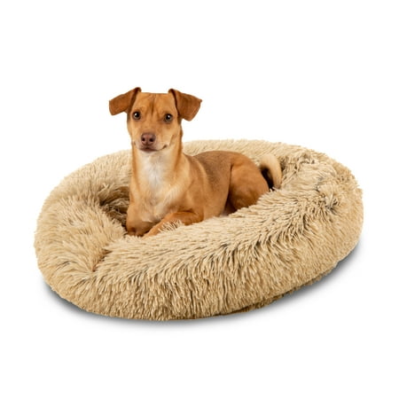 Best Choice Products Self-Warming Plush Faux Fur Donut Calming Dog Bed Cuddler w/ Water-Resistant Lining - Brown