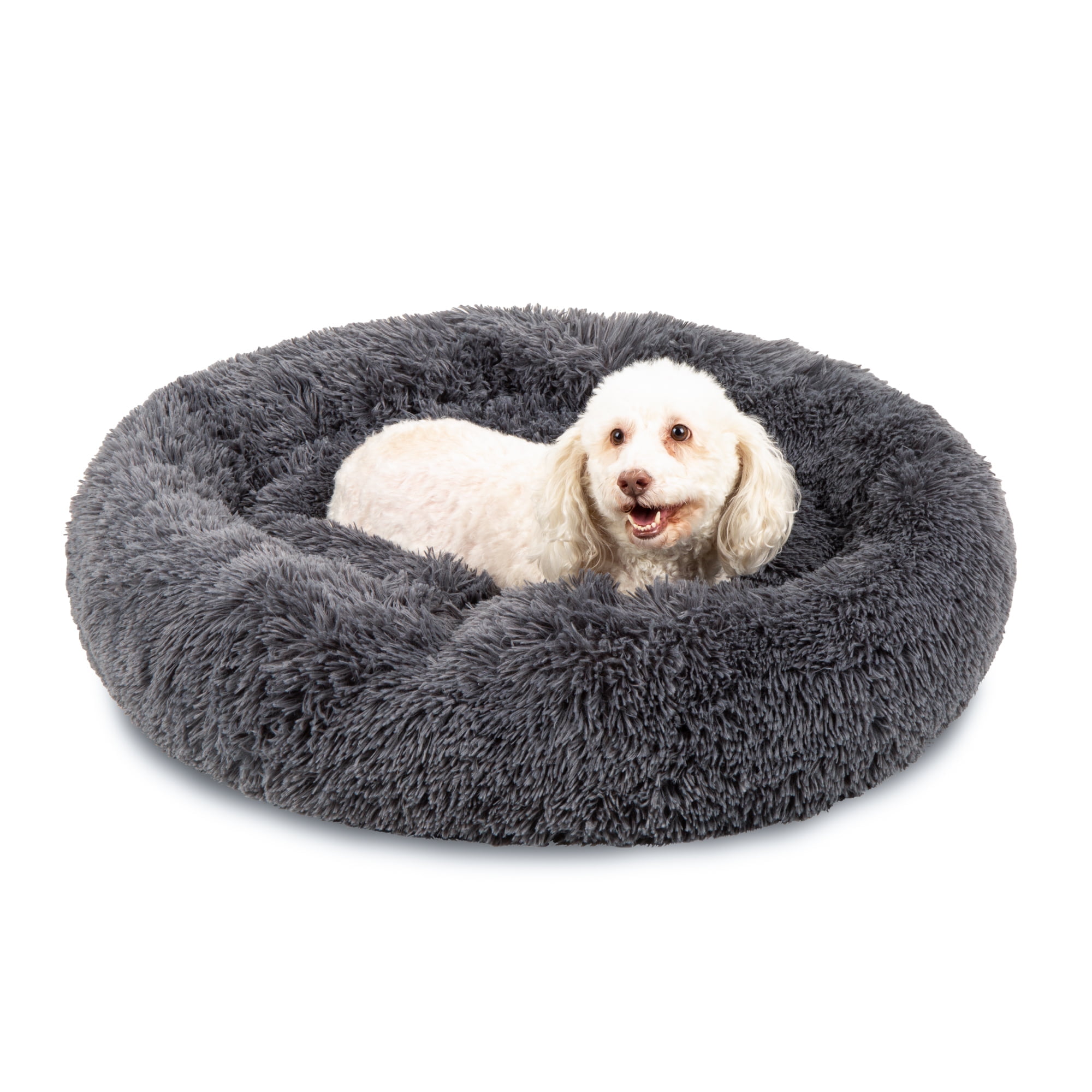 Best Choice Products SelfWarming Plush Faux Fur Donut Calming Dog Bed