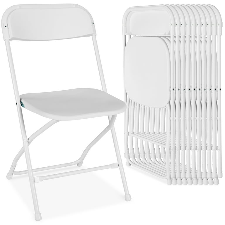 Best Choice Products Set of 10 Folding Stacking Plastic Chairs w Non Slip Feet 350lb Capacity White