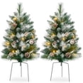 thumbnail image 1 of Best Choice Products Set of 2 24.5in Outdoor Frosted Scotch Pine Pathway Christmas Trees Decor w/ LED Lights, Pine Cones, 1 of 7