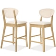 thumbnail image 1 of Best Choice Products Set of 2 Counter-Height Bar Stools, Armless W/Upholstered Seat Cushion & Backrest - Oak / Cream, 1 of 9