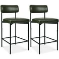 thumbnail image 1 of Best Choice Products Set of 2, Armless Counter Height Bar Stools, Modern PU Faux Leather Stools - Moss Green, 1 of 10