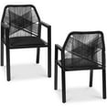 thumbnail image 1 of Best Choice Products Set of 2 Indoor/Outdoor Aluminum Woven Rope Dining Chairs w/ Armrests - Black/Obsidian, 1 of 7