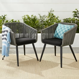 Noble House Boniare Outdoor Dining Chair Faux Rattan Set of 2 With Cushion Beige and Light Brown and Black Walmart