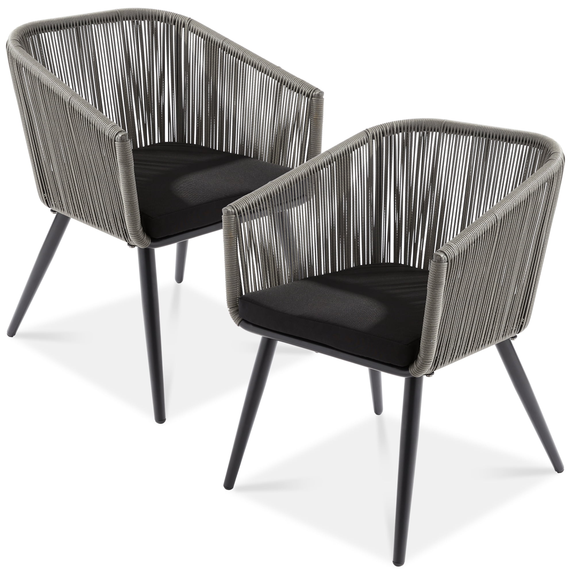 Best Choice Products Set of 2 Outdoor Patio Dining Chairs Woven Wicker Seating 250lb Capacity - Gray/Black