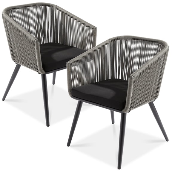 Best Choice Products Set of 2 Outdoor Patio Dining Chairs Woven Wicker Seating 250lb Capacity - Gray/Black