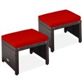 thumbnail image 1 of Best Choice Products Set of 2 Multipurpose Patio Wicker Ottomans w/ Removable Cushions - Brown/Red, 1 of 8