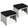 thumbnail image 1 of Best Choice Products Set of 2 Multipurpose Patio Wicker Ottomans w/ Removable Cushions - Gray/Black, 1 of 8