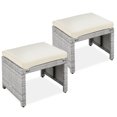 thumbnail image 1 of Best Choice Products Set of 2 Multipurpose Patio Wicker Ottomans w/ Removable Cushions - Gray/Cream, 1 of 8