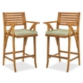 thumbnail image 1 of Best Choice Products Set of 2 Outdoor Acacia Wood Bar Stools Bar Chairs w/ Weather-Resistant Cushions - Sage, 1 of 7