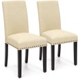 thumbnail image 1 of Best Choice Products Set of 2 Upholstered High Back Padded Accent Dining Chairs w/ Wood Legs, Studs - Ivory, 1 of 7