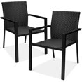 thumbnail image 1 of Best Choice Products Set of 2 Wicker Chairs, Stackable Outdoor Dining Furniture w/ Armrests - Black, 1 of 7