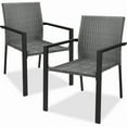 thumbnail image 1 of Best Choice Products Set of 2 Wicker Chairs, Stackable Outdoor Dining Furniture w/ Armrests - Gray, 1 of 7