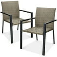 thumbnail image 1 of Best Choice Products Set of 2 Wicker Chairs, Stackable Outdoor Dining Furniture w/ Armrests - Taupe, 1 of 7