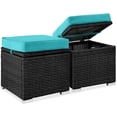 thumbnail image 1 of Best Choice Products Set of 2 Wicker Ottomans, Multipurpose Furniture w/ Removable Cushions - Black/Teal, 1 of 8