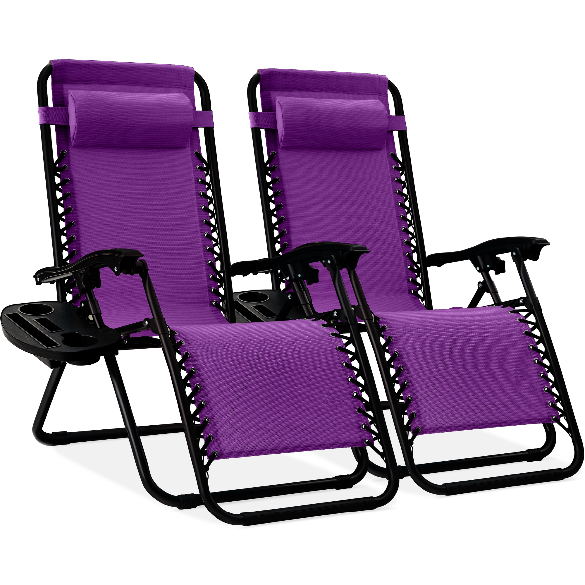 Best Choice Products Set of 2 Zero Gravity Lounge Chair Recliners for Patio, Pool w/ Cup Holder Tray - Amethyst Purple - image 1 of 8