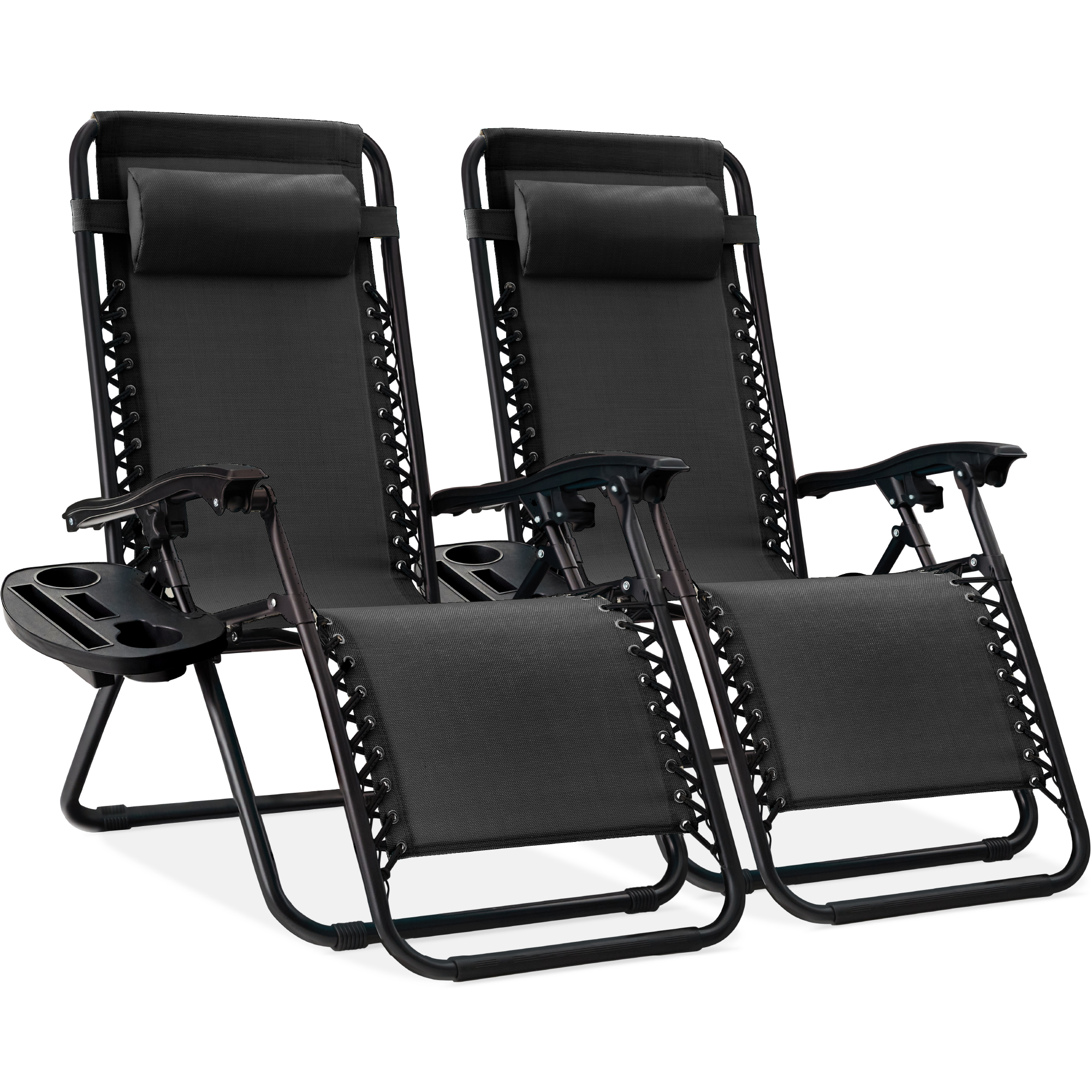 Best Choice Products Set of 2 Zero Gravity Lounge Chair Recliners for Patio, Pool w/ Cup Holder Tray - Black - image 1 of 8