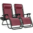 thumbnail image 1 of Best Choice Products Set of 2 Zero Gravity Lounge Chair Recliners for Patio, Pool w/ Cup Holder Tray - Burgundy, 1 of 8
