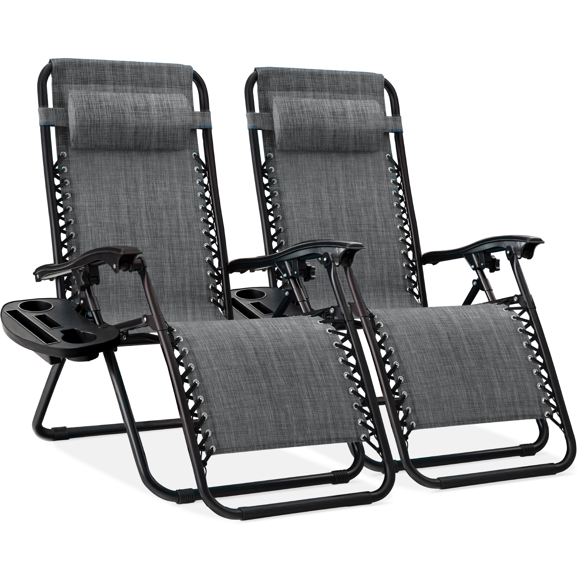 Best Choice Products Set of 2 Zero Gravity Lounge Chair Recliners for Patio, Pool w/ Cup Holder Tray - Gray - image 1 of 8