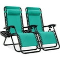 thumbnail image 1 of Best Choice Products Set of 2 Zero Gravity Lounge Chair Recliners for Patio, Pool w/ Cup Holder Tray - Mint, 1 of 8